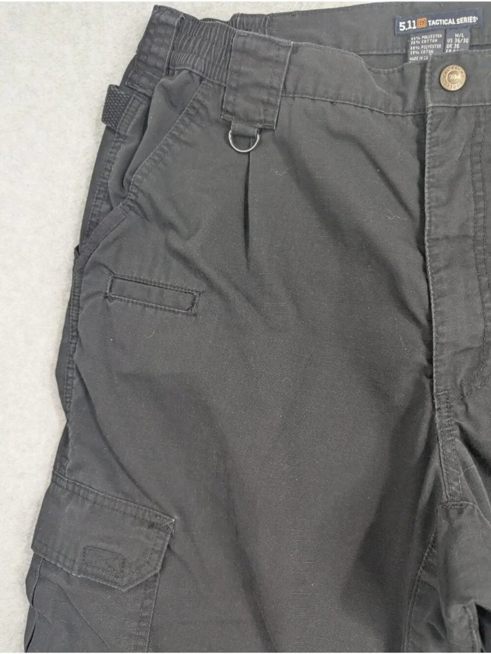 5.11 Tactical Series Pants Mens 36x30 Black Cargo Elastic Waist Workwear Outdoor